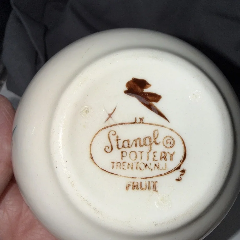 Vintage Stangl Pottery Fruit Pattern  Coffee Cups Set Of 3 Pre Owned